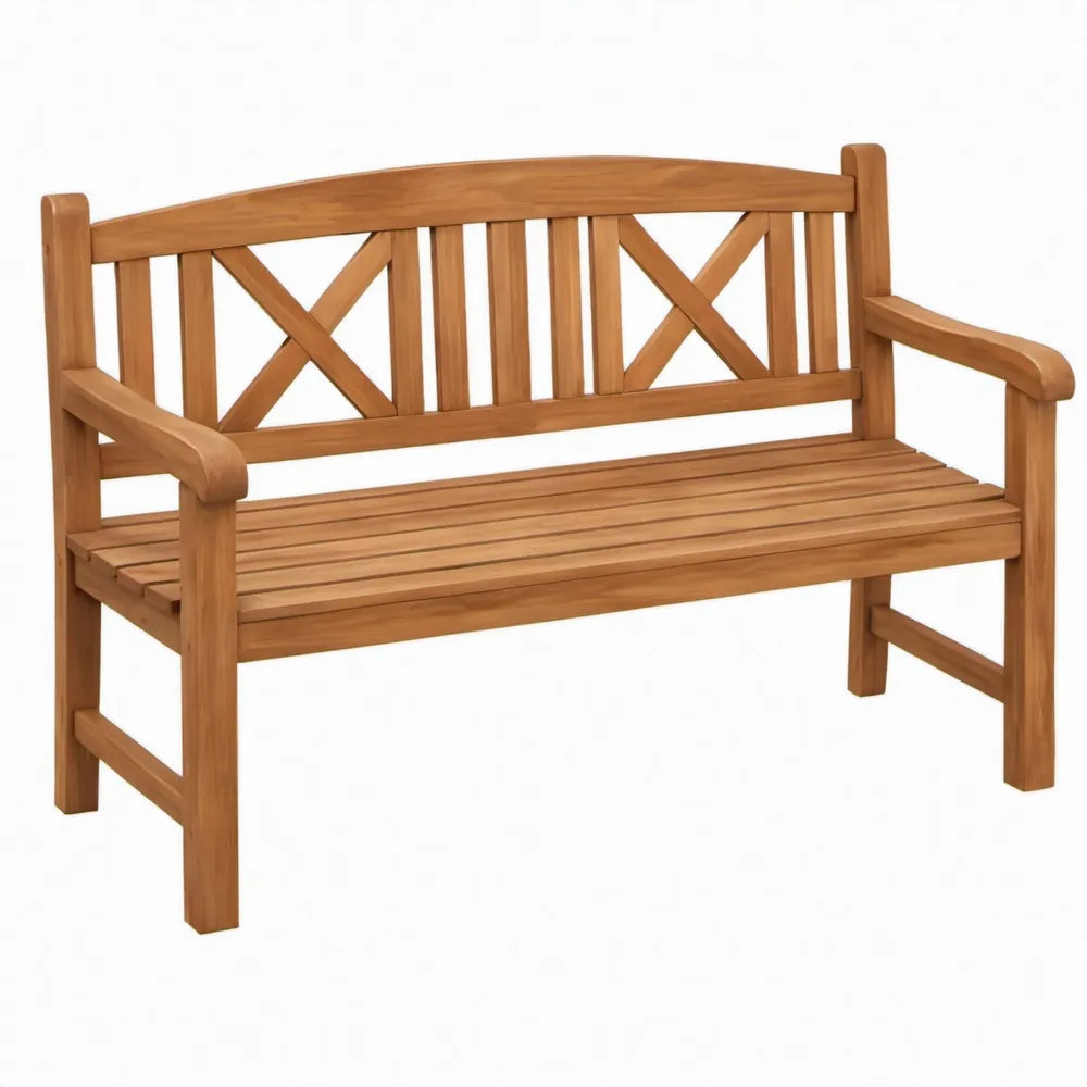 2-zits tuinbank van massief acaciahout met armleuningen, 120 x 63 x 91 cm, honingbruin