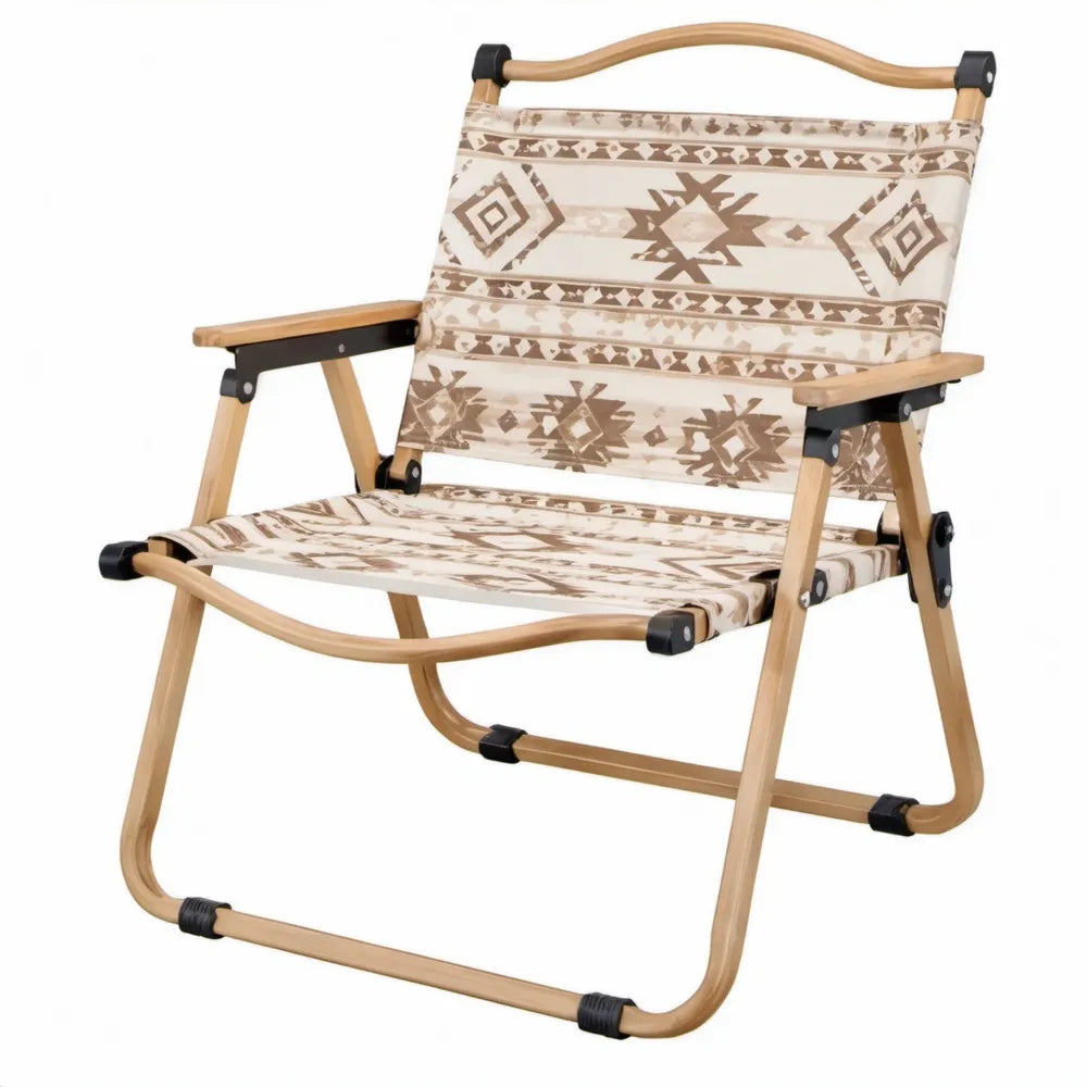 Opvouwbare campingstoel met armleuningen, 56 x 60 x 76 cm, beige/bruin