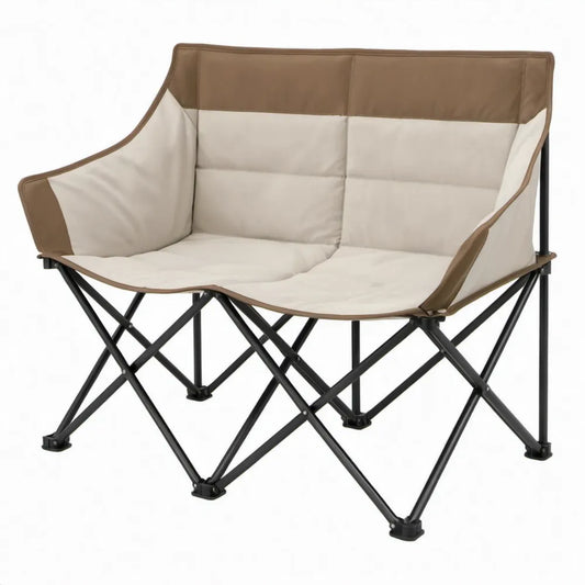 Opvouwbare tweepersoons campingstoel 116 x 55 x 80 cm Beige/Bruin/Zwart
