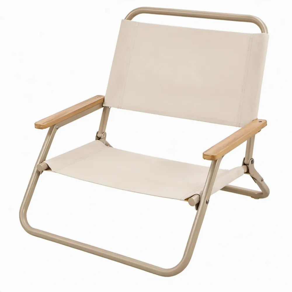 Opvouwbare campingstoel met armleuningen, 58 x 60 x 75 cm, beige/lichtbruin