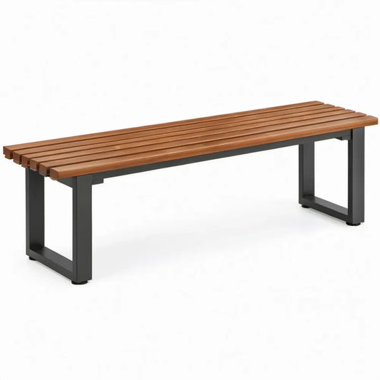 Tuinbank zonder rugleuning 150 x 40 x 45 cm van massief acaciahout en staal - Bruin/Zwart