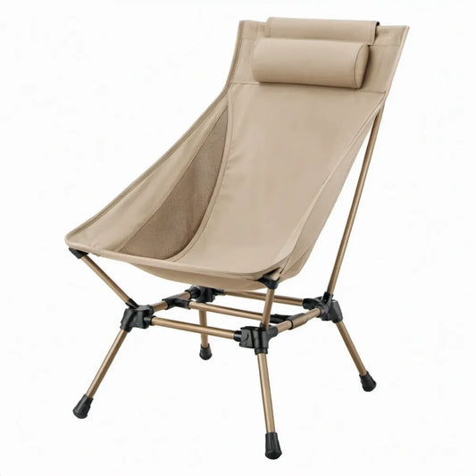 Inklapbare hoge-rugstoel met afneembare hoofdsteun 60 x 60 x 100 cm Beige/Bruin/Zwart