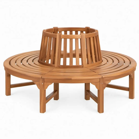 Ronde boombank 160 x 160 x 90 cm van massief acaciahout in naturelbruin