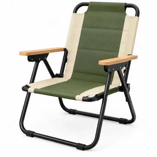 Opvouwbare campingstoel met armleuningen 60 x 65 x 90 cm Groen/Beige