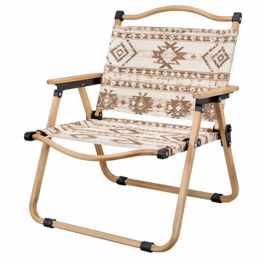 Opvouwbare campingstoel met armleuningen, 56 x 60 x 76 cm, beige/bruin