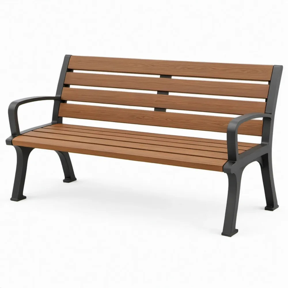 2-zits tuinbank 125 x 60 x 81 cm bruin massief grenenhout zwart gietijzer