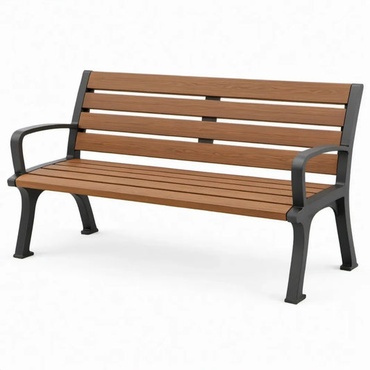 2-zits tuinbank 125 x 60 x 81 cm bruin massief grenenhout zwart gietijzer