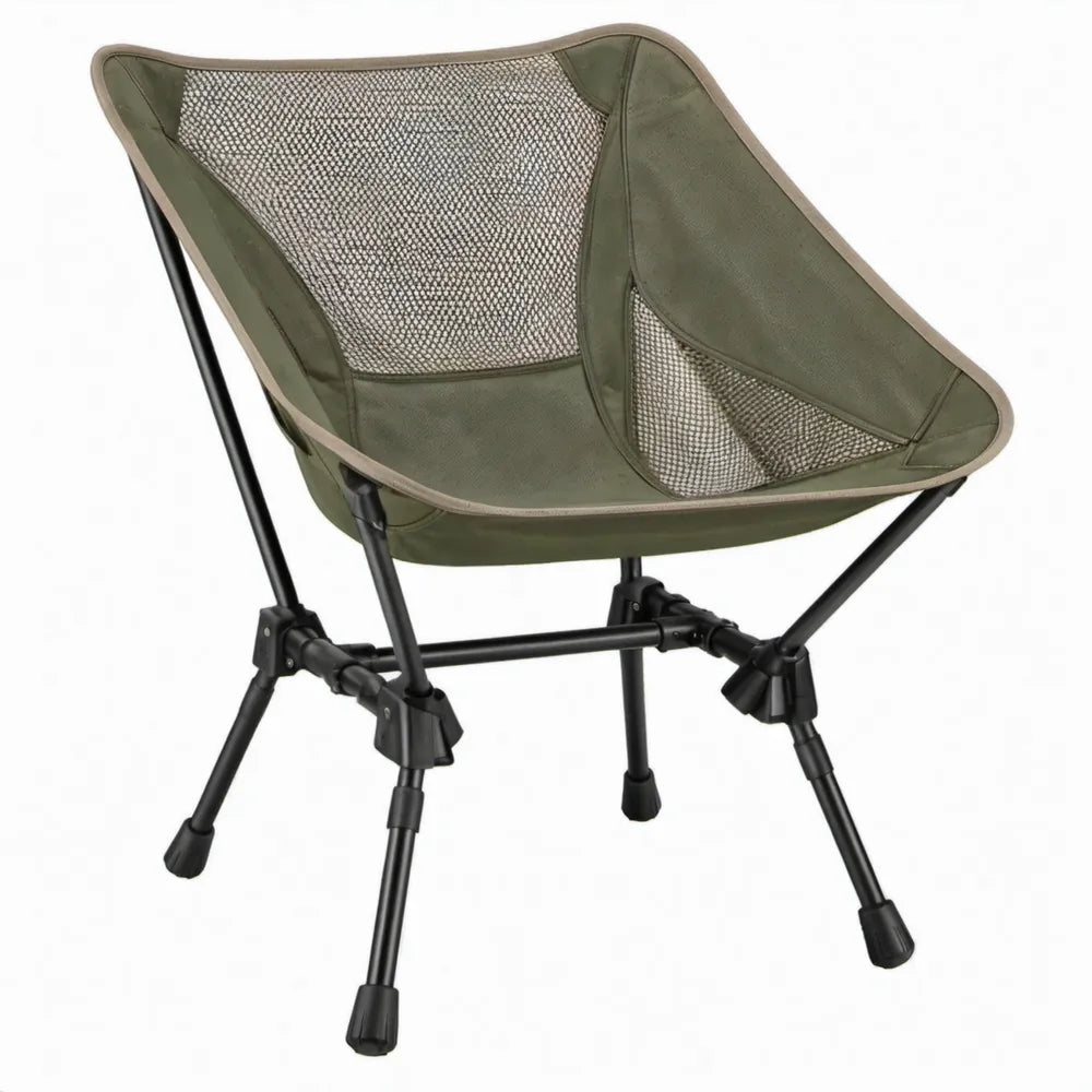 Opvouwbare campingstoel 58 x 54 x 76 cm groen/zwart/grijs met stalen frame en mesh