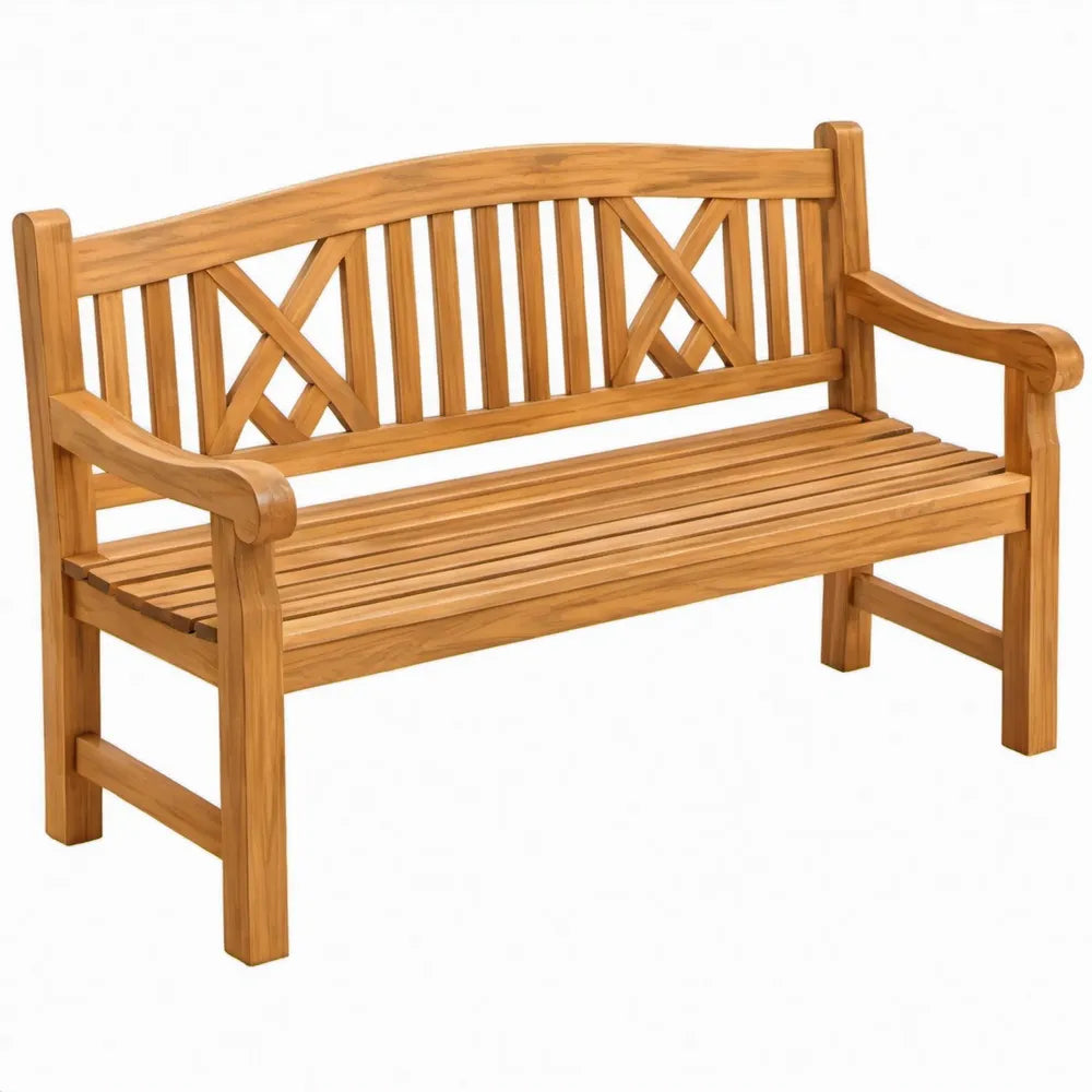 Massief teakhouten 2-zitsbank naturel bruin 120 x 58 x 90 cm