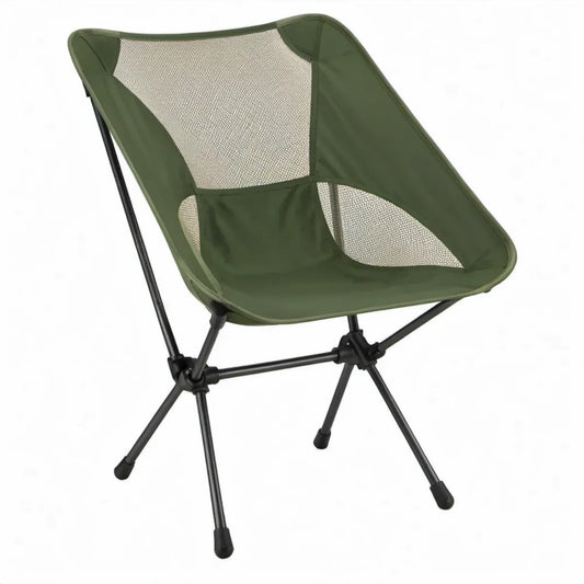 Inklapbare campingstoel 54 x 47 x 72 cm olijfgroen met zwart stalen frame