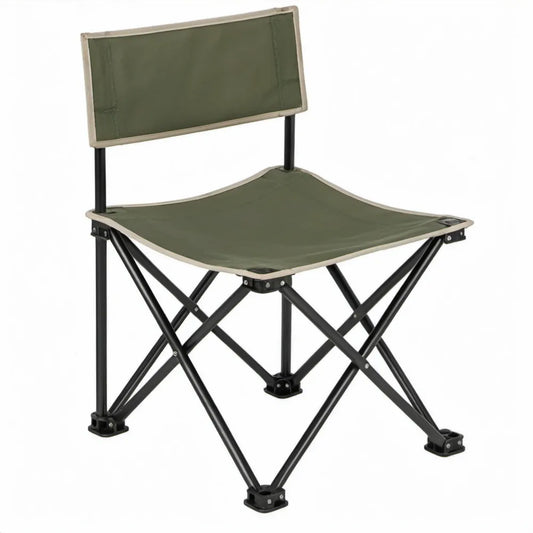 Opvouwbare campingstoel met rugleuning 48 x 48 x 70 cm olijfgroen/zwart