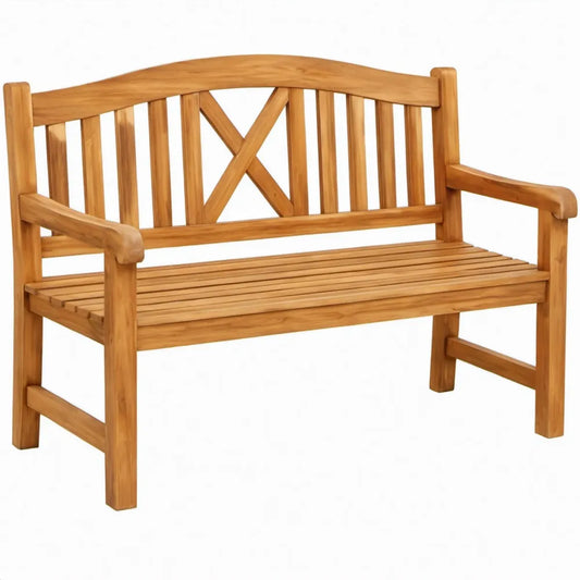 2-zits tuinbank van massief acaciahout, naturel bruin, 120 x 60 x 90 cm