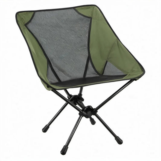 Opvouwbare campingstoel 60 x 50 x 80 cm olijfgroen/zwart met polyester mesh en stalen frame